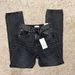 Zara Hi-Rise Regular Length Black Jeans